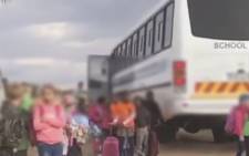 A screengrab from a video uploaded to YouTube on 17 June 2015 which appears to show schoolchildren attending Curro Roodeplaat being racially segregated.