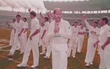 South Africa's Clive Rice leads his team back into international cricket, India v South Africa, first ODI, Calcutta, 10 November, 1991. Picture: www.espncricinfo.com