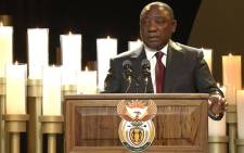 Deputy president of the ANC, Cyril Ramaphosa, speaks during the funeral service of Nelson Mandela in his childhood village of Qunu on 15 December, 2013. Picture: AFP.