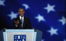 FILE: US President Barack Obama delivers remarks on the third day of the Democratic National Convention at the Wells Fargo Center, July 27, 2016 in Philadelphia, Pennsylvania. Picture: AFP.