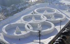 This photo shows the snow sculpture shaped of the Olympic rings at the town of Hoenggye, near the venue for the opening and closing ceremonies for the upcoming Pyeongchang 2018 Winter Olympic Games. Picture: AFP.