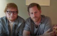 Video screengrab of Ed Sheeran (L) and Prince Harry (R) sharing a message on World Mental Health Day.