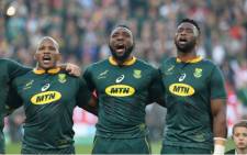 Tendai Mtawarira (Centre) will become only the sixth Springbok and eighth prop ever to reach 100 Test caps. Rassie Erasmus said his contribution to SA rugby during the past decade has been enormous and he congratulated the Beast on reaching 100 Test caps for South Africa. Picture: @Springboks/Twitter