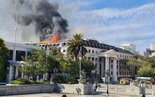 Parliament's National Assembly on fire again after a flare-up on 3 December 2022. Picture: @MolotoMothapo/Twitter
