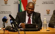 Cooperative Governance and Traditional Affairs Minister Zweli Mkhize addresses the media in Parliament on behalf of government’s task team on the water Crisis. Picture: Cindy Archillies/EWN.