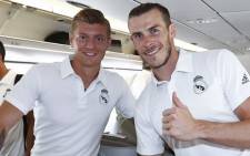 Real Madrid players Toni Kroos (left) and Gareth Bale (right) pose while during the team's pre-season tour of the United States. Picture: @realmadriden/Twitter