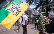 ANC protest outside eNCA offices in Hyde Park on Tuesday, 2 March 2021. Picture: Boikhutso Ntsoko/Eyewitness News. 