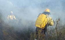 FILE: Working on Fire members battle a blaze in the Western Cape. Picture: @wo_fire /Twitter