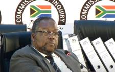 FILE: A screengrab shows former Police Minister Nathi Nhleko pictured at the state capture inquiry on 28 July 2020. Picture: SABC News/YouTube
