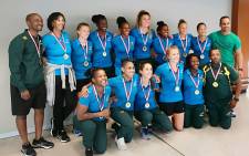 The Springbok Women's Sevens with their Rugby Africa Women's Sevens gold medals arrive in South Africa on 15 October 2019. Picture: @WomenBoks/Twitter