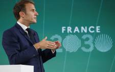 FILE: France's President Emmanuel Macron gestures as he speaks during the presentation of "France 2030" investment plan at The Elysee Presidential Palace in Paris, on 12 October 2021. Picture: AFP