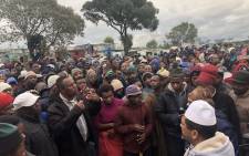 Community leaders addressing Siqalo Informal Settlement residents following a violence service delivery protest. Picture: Graig-Lee Smith/EWN
