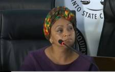 A YouTube screengrab of former Cabinet Minister Nomvula Mokonyane’s personal assist, Sandy Thomas, testifying at the state capture commission of inquiry in Johannesburg on 31 August 2020. Picture: SABC/YouTube

