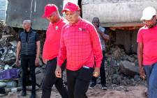 Economic Freedom Fighters (EFF) leader Julius Malema visited the KwaMsuthu village in Durban on 21 April 2022 to assess the damage caused by the heavy rain and flooding. Picture: @EFFSouthAfrica/Twitter