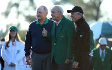 Honorary starters Jack Nicklaus, Arnold Palmer and Gary Player attend the ceremonial tee off to start the first round of the 2016 Masters Tournament at Augusta National Golf Club on April 7, 2016 in Augusta, Georgia. Picture: AFP.