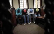 The four police officers who allegedly killed Mthokozisi Ntumba appeared in the Johannesburg Magistrates Court on 24 March 2021. Ntumba was shot and killed when police fired rubber bullets at protesting students in Braamfontein. Picture: Abigail Javier/Eyewitness News