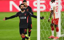 Liverpool's Mohamed Salah celebrates his goal against RB Leipzig during their UEFA Champions League match on 16 February 2021. Picture: @LFC/Twitter