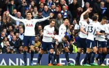 Tottenham Hotspur players celebrate after Dele Alli scored during a match against Chelsea on 1 April 2018. Picture: @SpursOfficial/Twitter.