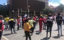 Students protest in Braamfontein over historic debt on 15 March 2021. Picture: Mia Lindeque/Eyewitness News
