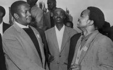 Undated picture of the South African Pan Africanist Congress (PAC) founder Robert Sobukwe (L) with Potlako Leballo (R), member of the PAC. The Pan Africanist Congress (PAC) was a South African liberation movement, founded in 1959 after members of the African National Congress (ANC) broke away from the party. Picture: AFP
