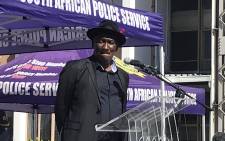 Police Minister Bheki Cele on Wednesday, 7 April 2021, giving officers strict orders to clean up the streets of the Western Cape and root out gangsters. Picture: Lauren Isaacs/Eyewitness News.