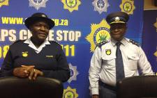 National Commissioner of Police Riah Phiyega with newly appointed Gauteng police commissioner Lesetja Mothiba on 4 June 2014. Picture: Gia Nicolaides/EWN.