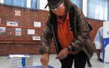 Good party leader Patricia De Lille votes in the 2021 local government elections. Picture: Good Party/Twitter