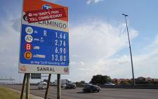Pricing board for Sanral's e-tolling project.