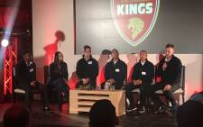 Stellenbosch Kings team owner Preity Zinta (second left) with the key players and coaches. Picture: @T20GL_/Twitter