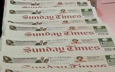 Copies of the 'Sunday Times' newspaper. Picture: @SiqokoST/Twitter