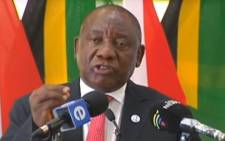 A screengrab of President Cyril Ramaphosa addressing South African diplomats on 23 October 2018.