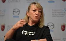 Nobel Peace Prize laureate, professor Jody Williams attends a debate Living peace, stopping gender and sexual violence. Preventing inequality, oppression and abuse on 13 December, 2014 during the 14th World Summit of Nobel Peace Laureates in Rome. Picture: AFP.