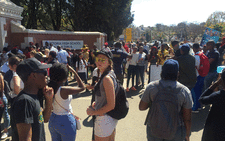 Parents and University students gathered outside Pretoria High School for Girls on 29 August. Picture: Kgothatso Mogale/EWN.