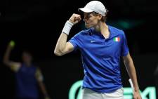 Italy's Jannik Sinner reacts against Serbia's Novak Djokovic during the second men's singles semifinal tennis match between Italy and Serbia of the Davis Cup tennis tournament on 25 November 2023. Picture: AFP