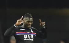 Crystal Palace's Zaire-born Belgian striker Christian Benteke celebrates scoring the opening goal during the English Premier League football match between West Ham United and Crystal Palace at The London Stadium. Picture: AFP.