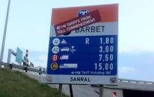 Toll road prices, displayed next to the N1 highway in Johannesburg. Picture: Louis Kirstein/iWitness