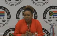 Moroadi Cholota, former Ace Magashule's secretary, at the state capture. Picture: YouTube.