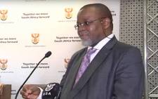 A screengrab of Mineral Resources Minister Gwede Mantashe at a briefing on 27 September 2018.