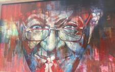 This mural of Archbishop Desmond Tutu in Cape Town was vandalised and defaced with the K-word slur, which has been blurred out. Picture: @ForGoodZA/Twitter