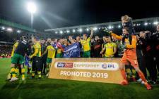 Norwich City celebrate promotion back into the English Premier League. Picture: @NorwichCityFootballClub/Twitter