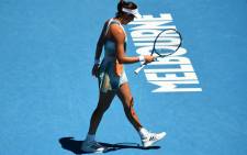 Spain's Garbine Muguruza reacts after a point against France's Alize Cornet during their women's singles match on day four of the Australian Open tennis tournament in Melbourne on 20 January 2022. Picture: William West/AFP