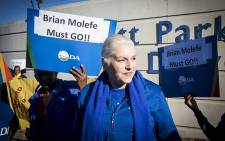 FILE: DA shadow minister of public enterprises Natasha Mazzone at a picket outside Eskom's Megawatt Park offices in Johannesburg on 15 May 2017 against the reappointment of the utility's CEO Brian Molefe. Picture: EWN.