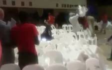 A screengrab of the fight at a meeting hosted by Mayor Herman Mashaba in Midrand.