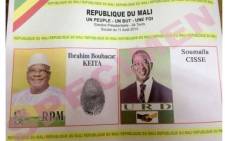 A pro-Keita sample ballot for the second round of the Malian presidential election on August 11, 2013. Picture: twitter.com/IBK_2013