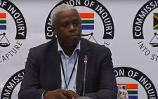 FILE: A screengrab of former Free State MEC Mxolisi Dukwana is giving evidence at the state capture inquiry on 5 April 2019. Picture: SABC News/ YouTube