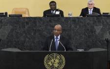 FILE: SA President Jacob Zuma addresses the 68th United Nations General Assembly at UN headquarters in New York on 24 September 2013. Picture: AFP/POOL/Brendan McDermid.