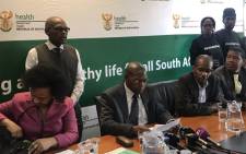 Health Minister Zweli Mkhize briefs the media at the Mamelodi Hospital ahead of an inspection at the facility on 6 June 2019. Picture: Thando Kubheka/EWN.