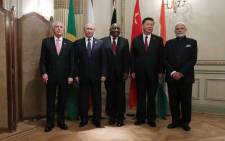(L to R) Brazil's President Michel Temer, Russia's President Vladimir Putin, South Africa's President Cyril Ramaphosa, China's President Xi Jinping and India's Prime Minister Narendra Modipose for the media during a BRICS Leaders' meeting in the sidelines of the G20 Leaders' Summit in Buenos Aires, on 30 November 2018. Picture: AFP