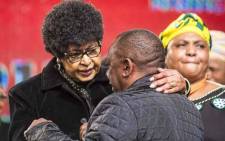 FILE: Winnie Madikizela-Mandela greets Cyril Ramaphosa at the ANC national policy conference at Nasrec on 30 June 2017. Picture: EWN