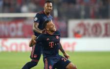 Corentin Tolisso celebrates his goal in match against Olympiakos on 22 October 2019; his first goal since his serious injury in September 2018. Picture: @FCBayernEN/Twitter.